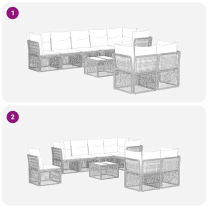 Set Divano da Giardino 9 pcs Grigio polyrattan | homemem39