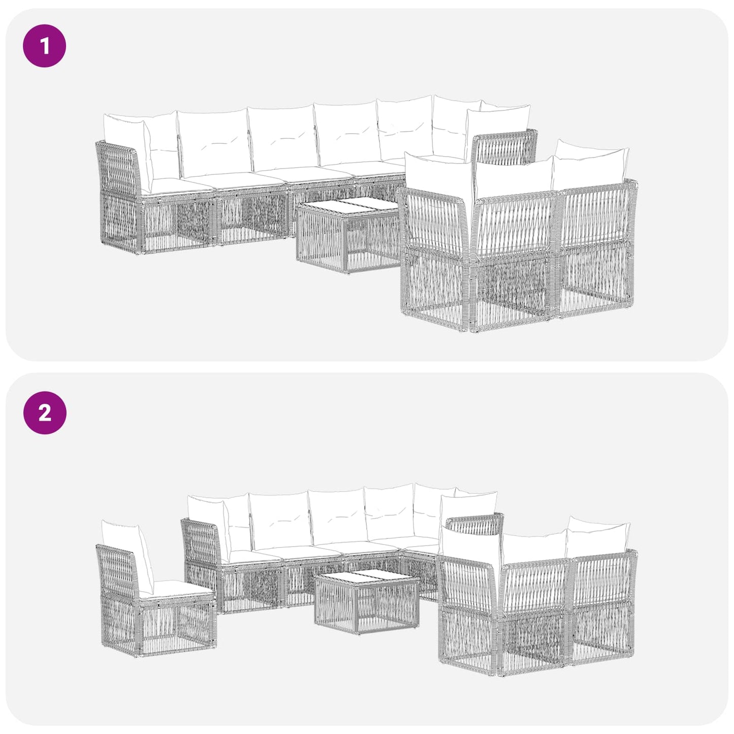 Set Divano da Giardino 9 pcs Beige polyrattan | homemem39