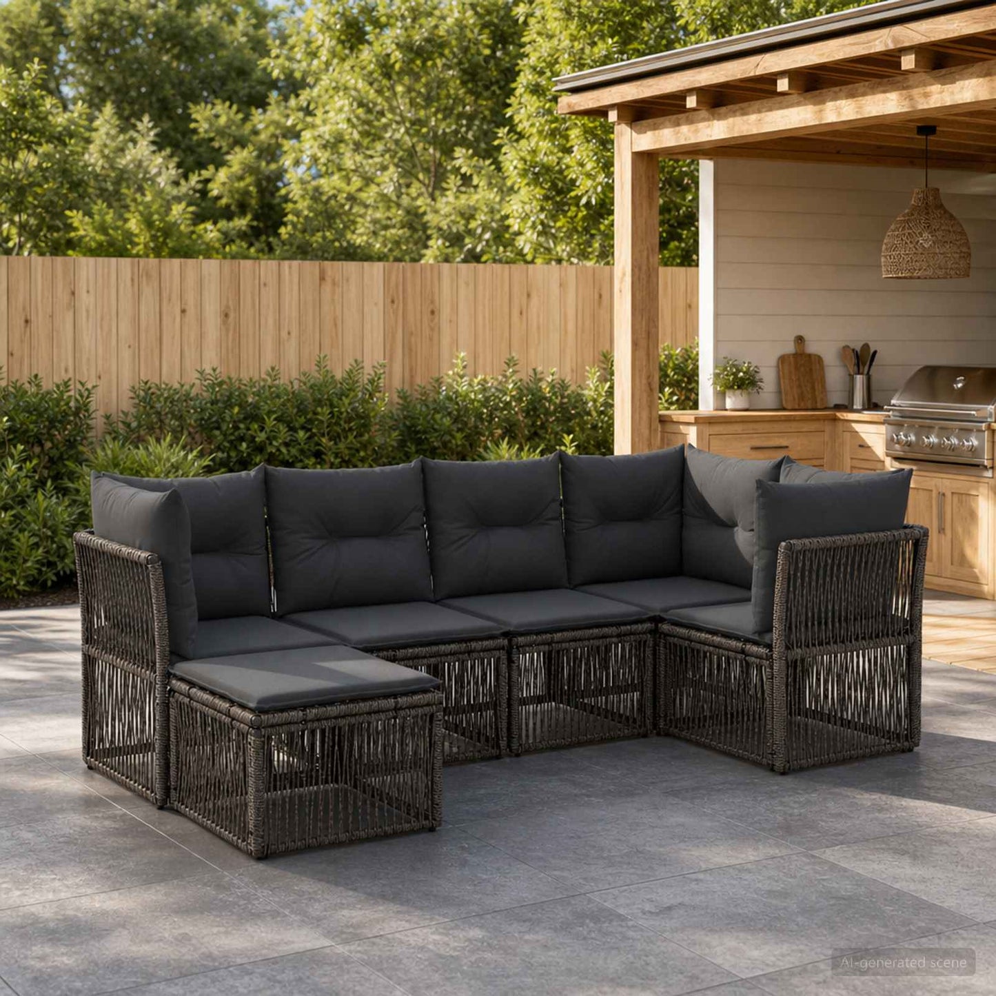 Set Divano da Giardino 6 pcs Grigio polyrattan | homemem39