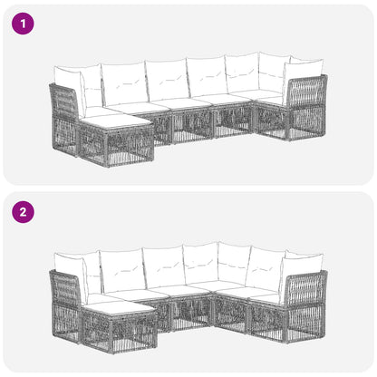 Set Divano da Giardino 7 pcs Nero polyrattan | homemem39