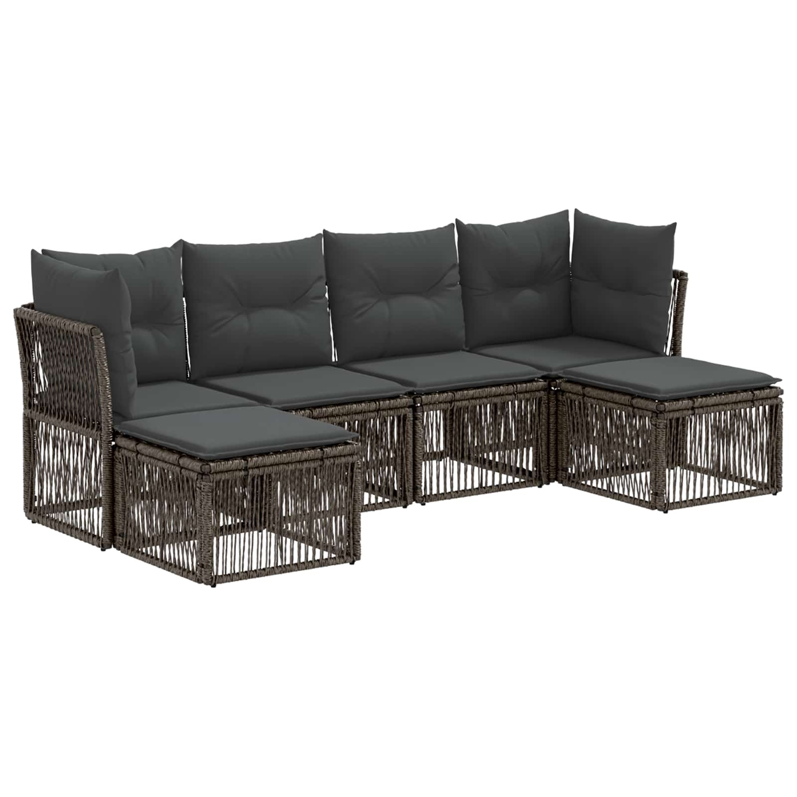 Set Divano da Giardino 6 pcs Grigio polyrattan | homemem39