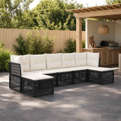 Set Divano da Giardino 7 pcs Nero polyrattan | homemem39