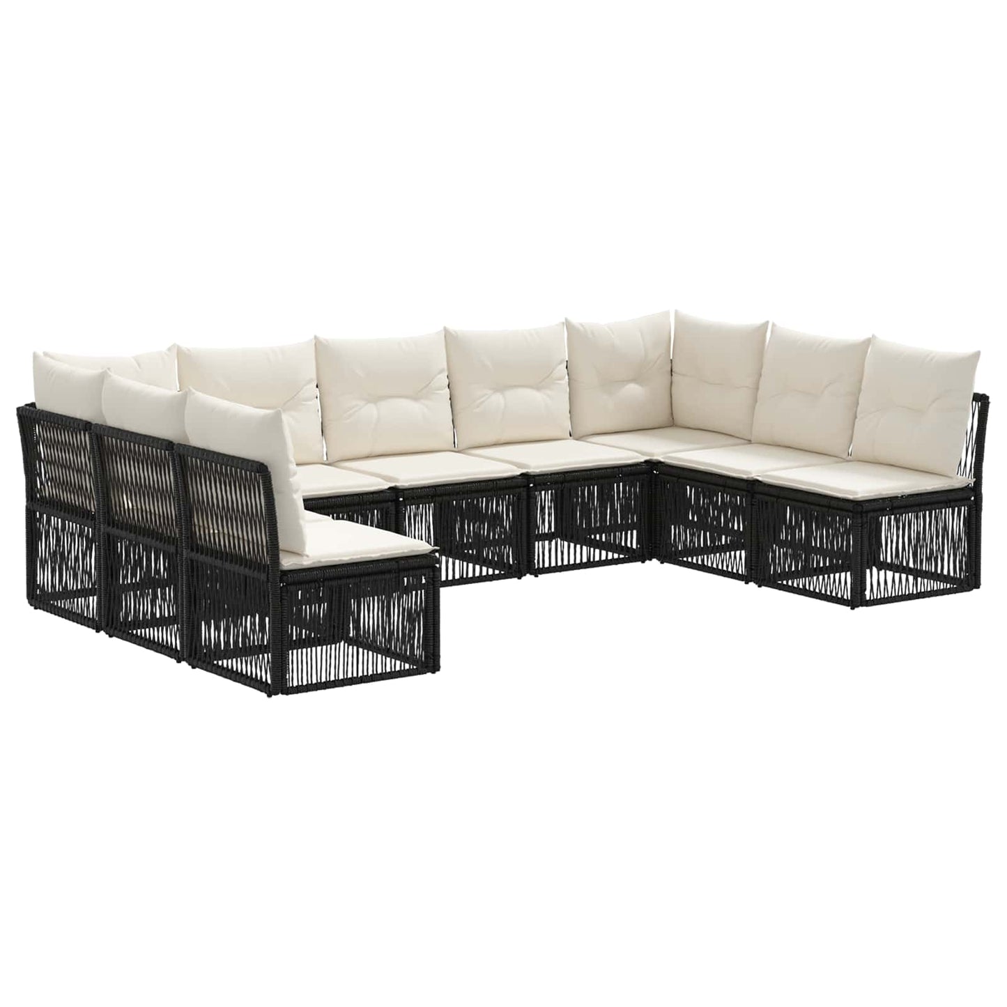 Set Divano da Giardino 9 pcs Nero polyrattan | homemem39