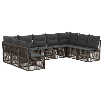 Set Divano da Giardino 9 pcs Grigio polyrattan | homemem39