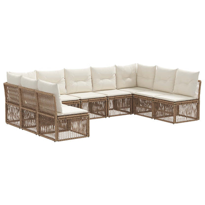 Set Divano da Giardino 9 pz Beige polyrattan
