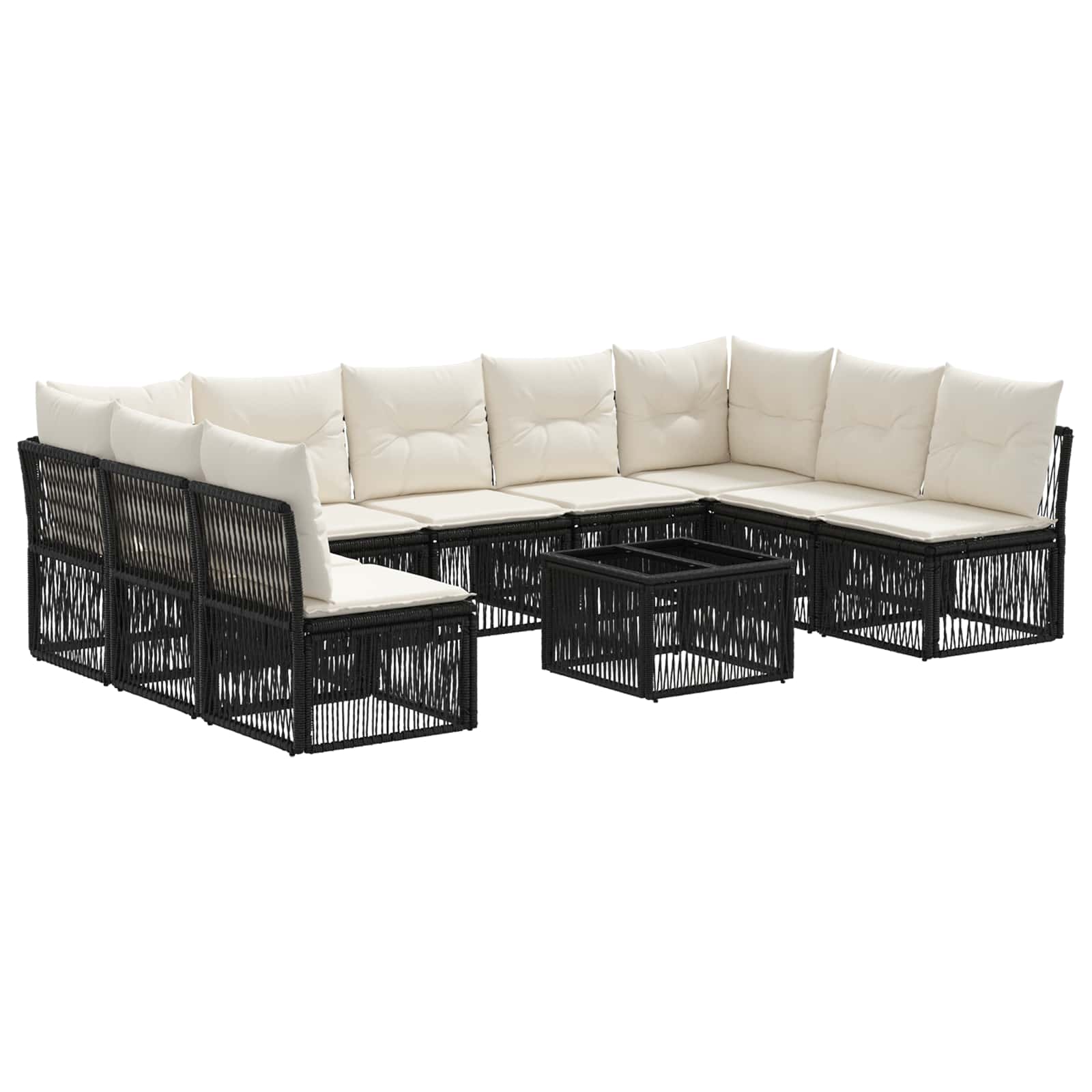 Set Divano da Giardino 10 pcs Nero polyrattan | homemem39