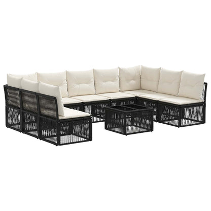 Set Divano da Giardino 10 pcs Nero polyrattan | homemem39
