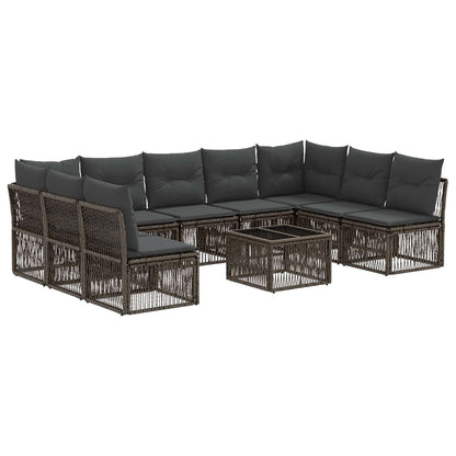 Set Divano da Giardino 10 pcs Grigio polyrattan | homemem39