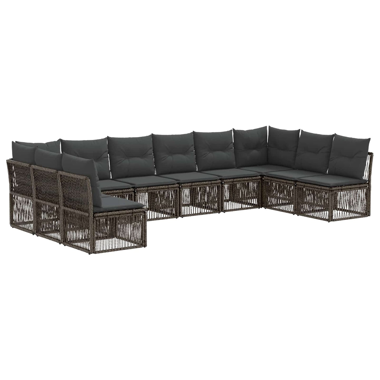 Set Divano da Giardino 10 pcs Grigio polyrattan | homemem39