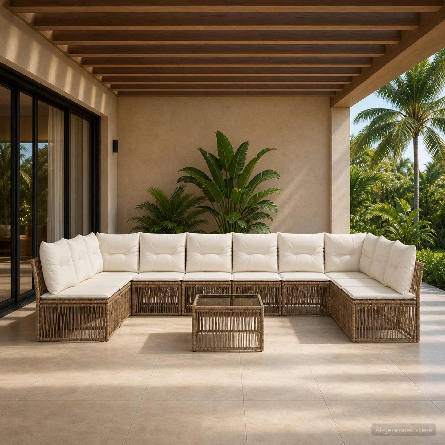 Set Divano da Giardino 11 pcs Beige polyrattan | homemem39