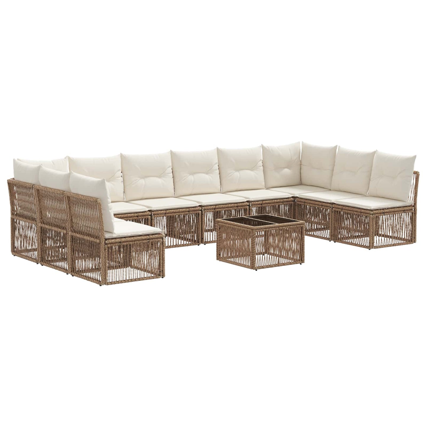 Set Divano da Giardino 11 pcs Beige polyrattan | homemem39