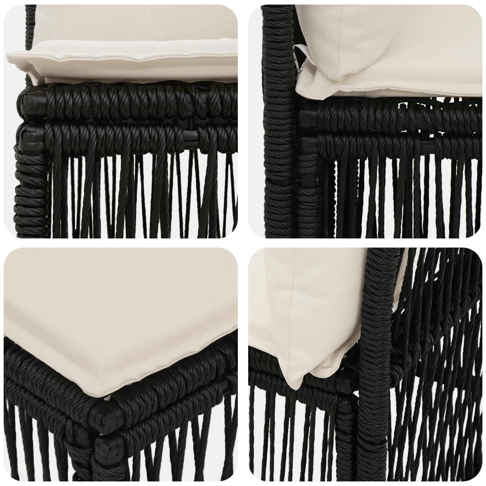 Set Divano da Giardino 7 pz 7-Numero di posti Nero polyrattan | homemem39