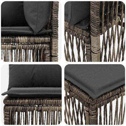Set Divano da Giardino 7 pz 7-Numero di posti Grigio polyrattan | homemem39