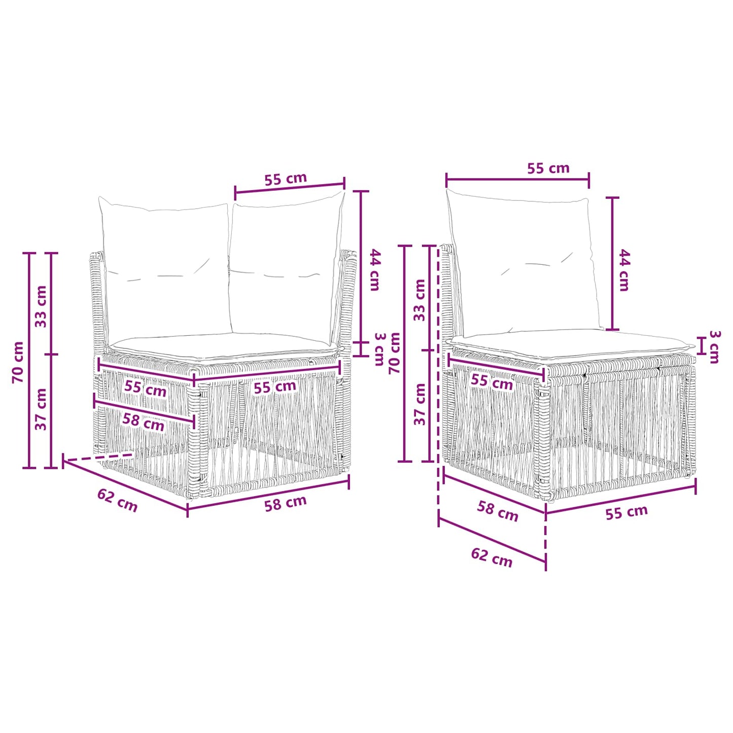 Set Divano da Giardino 7 pz 7-Numero di posti Grigio polyrattan | homemem39