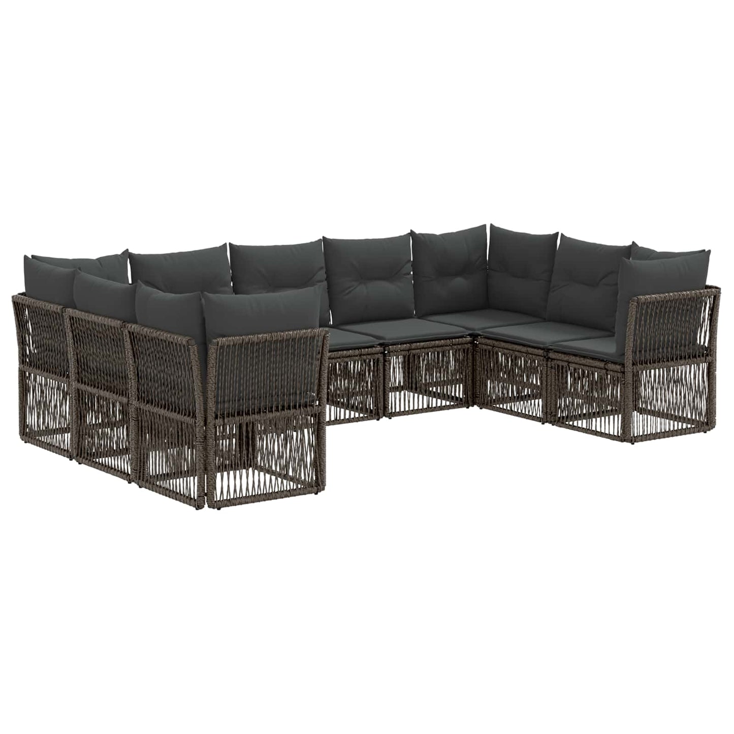 Set Divano da Giardino 9 pcs Grigio polyrattan | homemem39