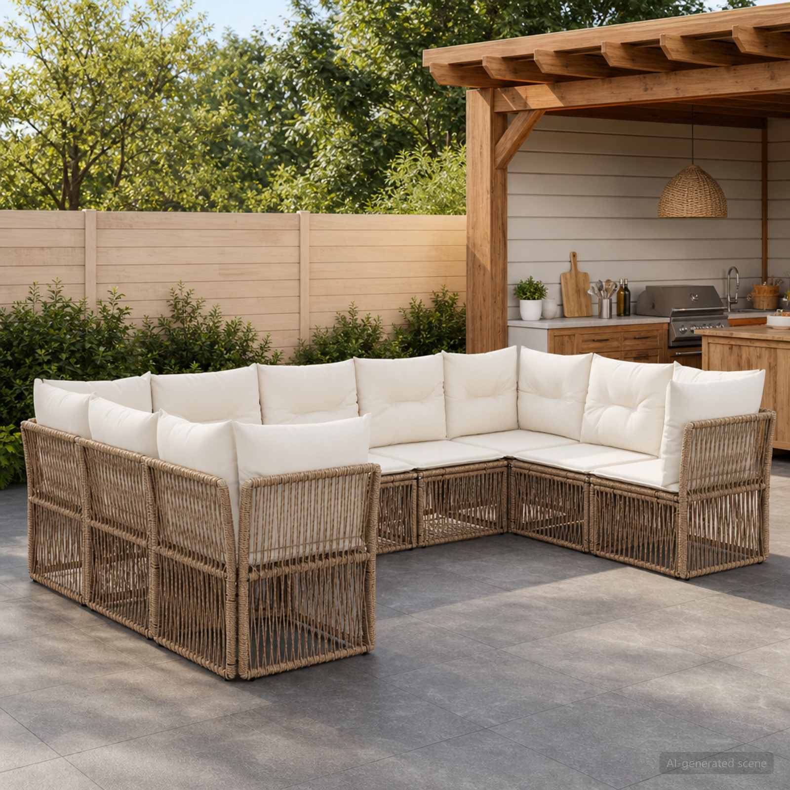 Set Divano da Giardino 9 pcs Beige polyrattan | homemem39