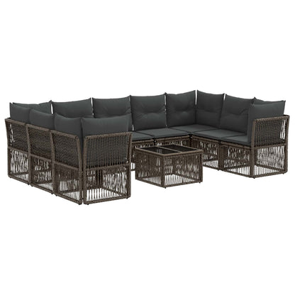 Set Divano da Giardino 10 pcs Grigio polyrattan | homemem39