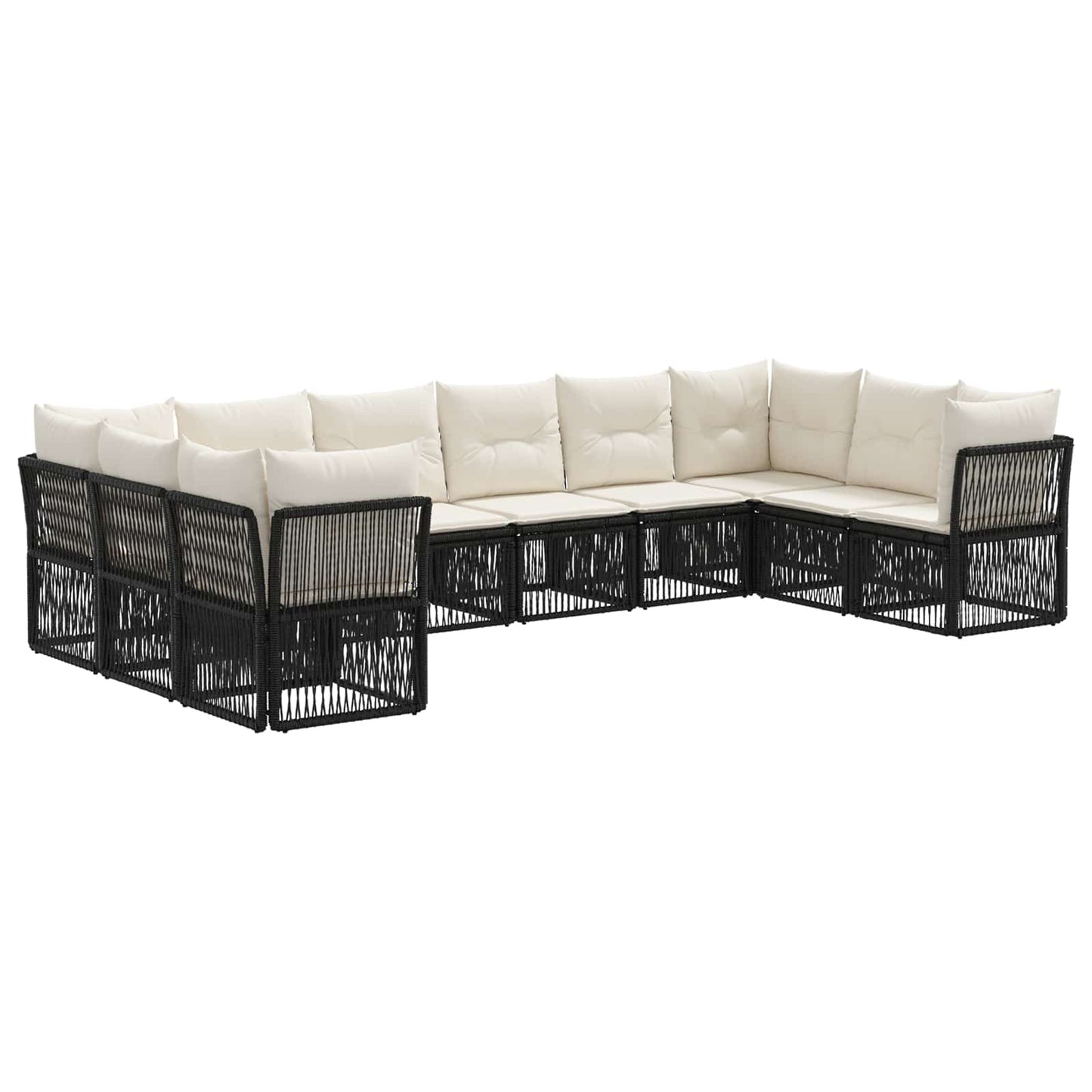 Set Divano da Giardino 10 pcs Nero polyrattan | homemem39