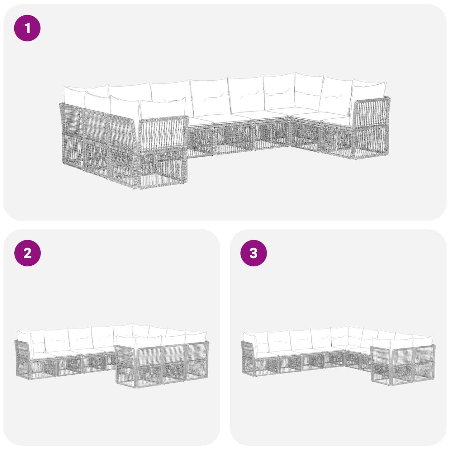 Set Divano da Giardino 10 pcs Nero polyrattan | homemem39