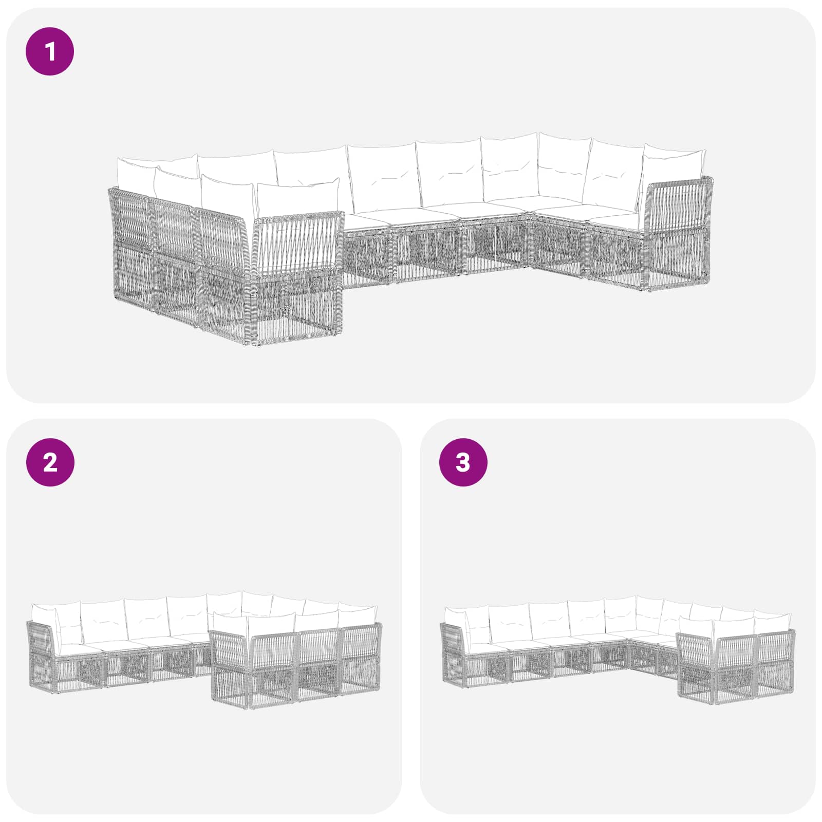 Set Divano da Giardino 10 pcs Nero polyrattan | homemem39