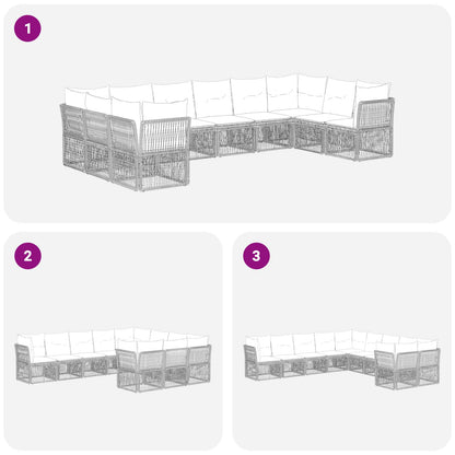Set Divano da Giardino 10 pcs Beige polyrattan | homemem39