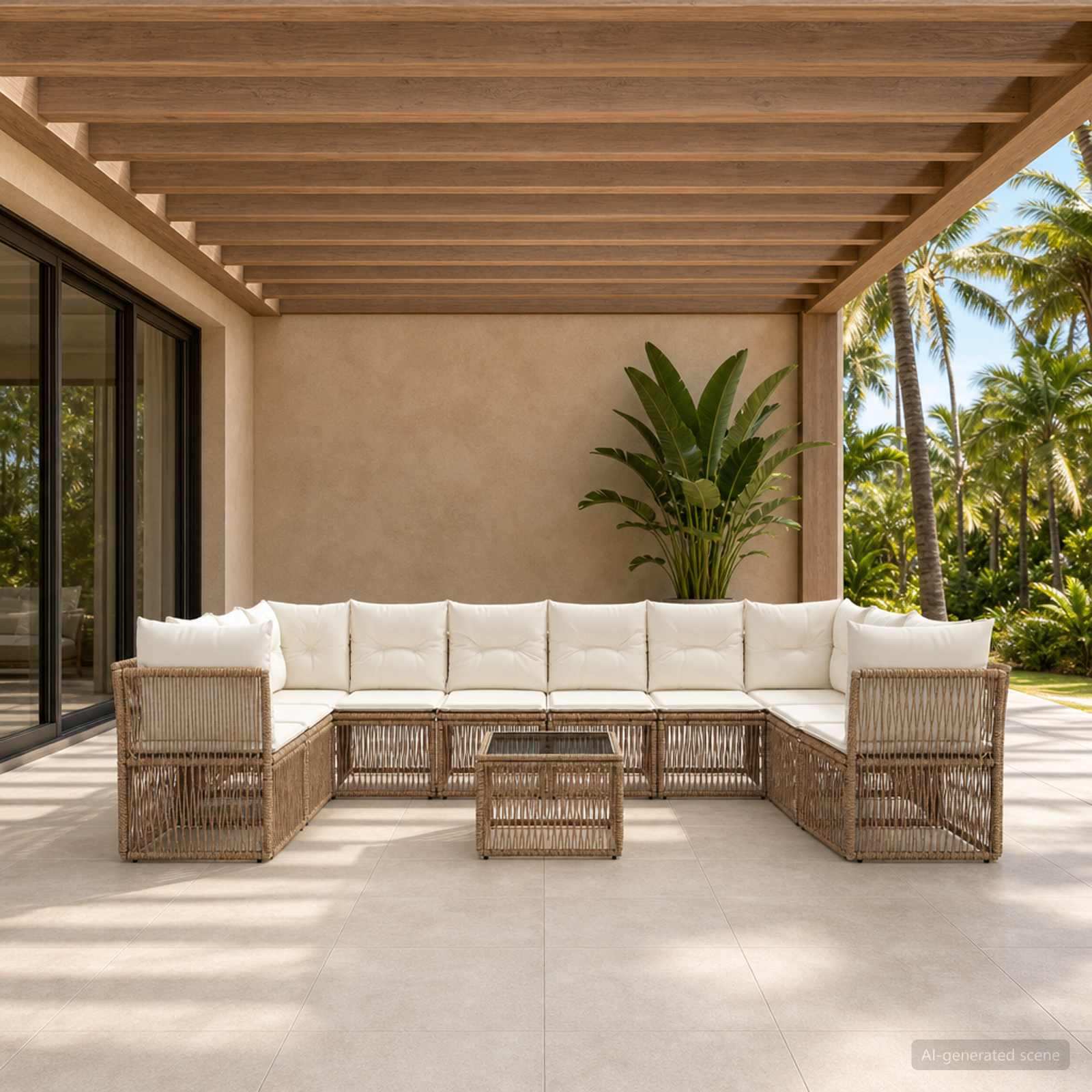 Set Divano da Giardino 11 pcs Beige polyrattan | homemem39