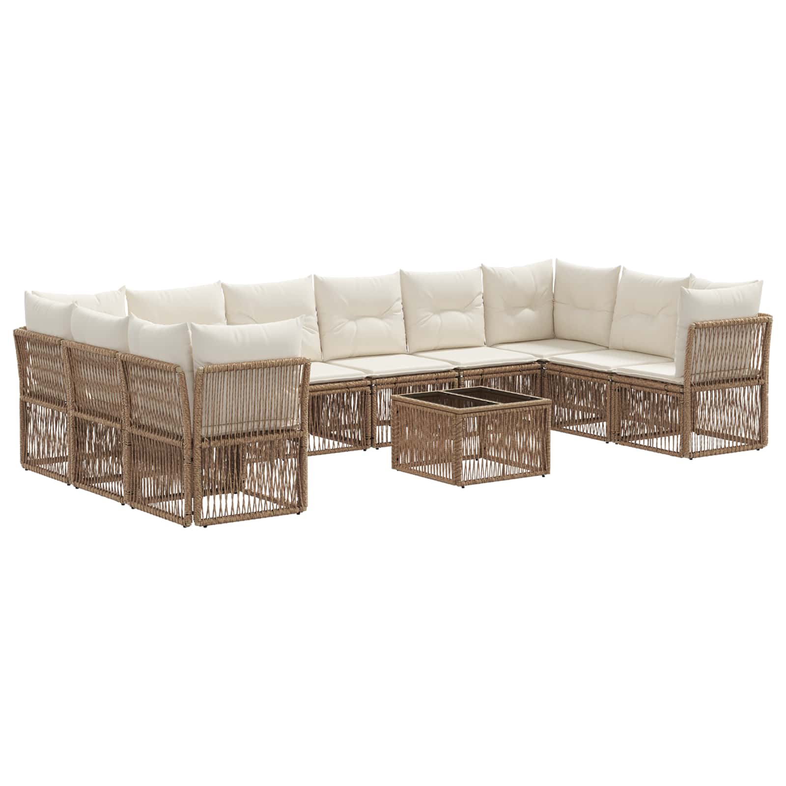 Set Divano da Giardino 11 pcs Beige polyrattan | homemem39