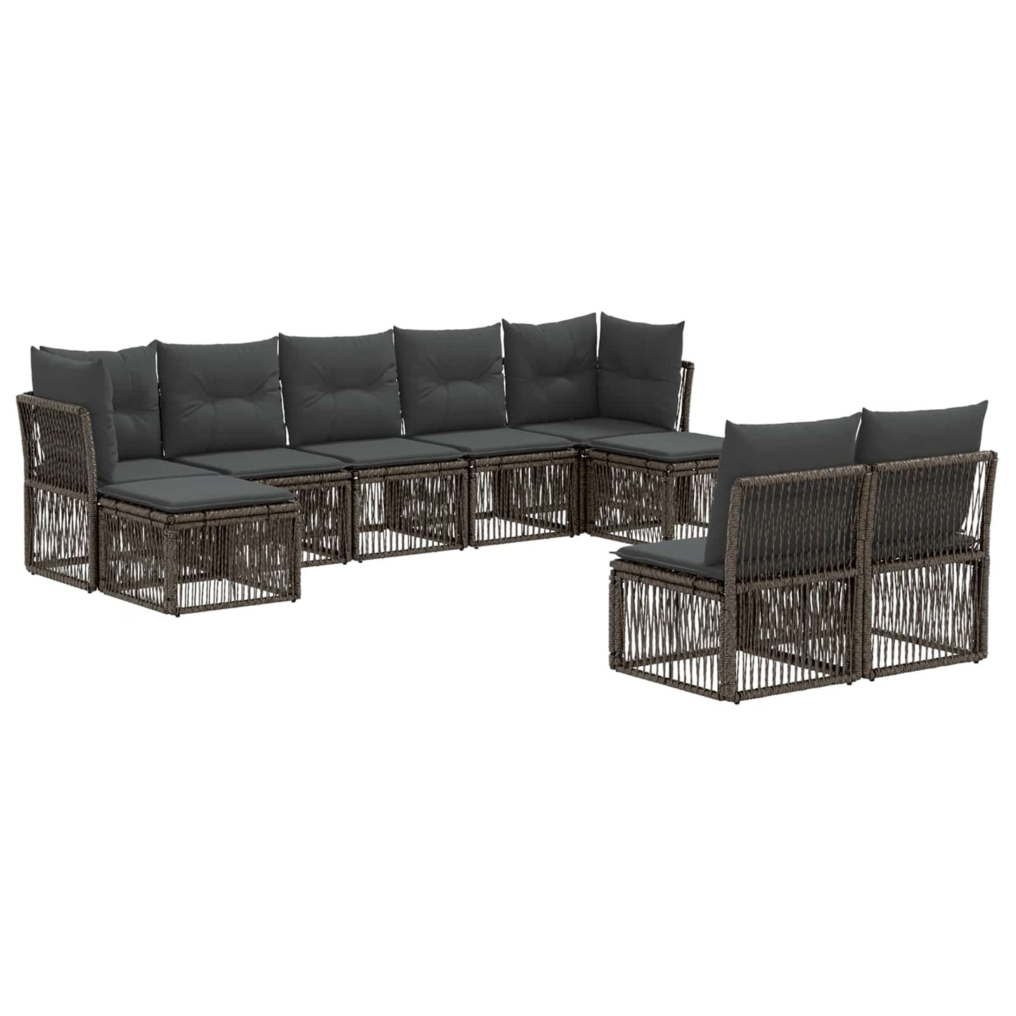Set Divano da Giardino 9 pcs Grigio polyrattan | homemem39
