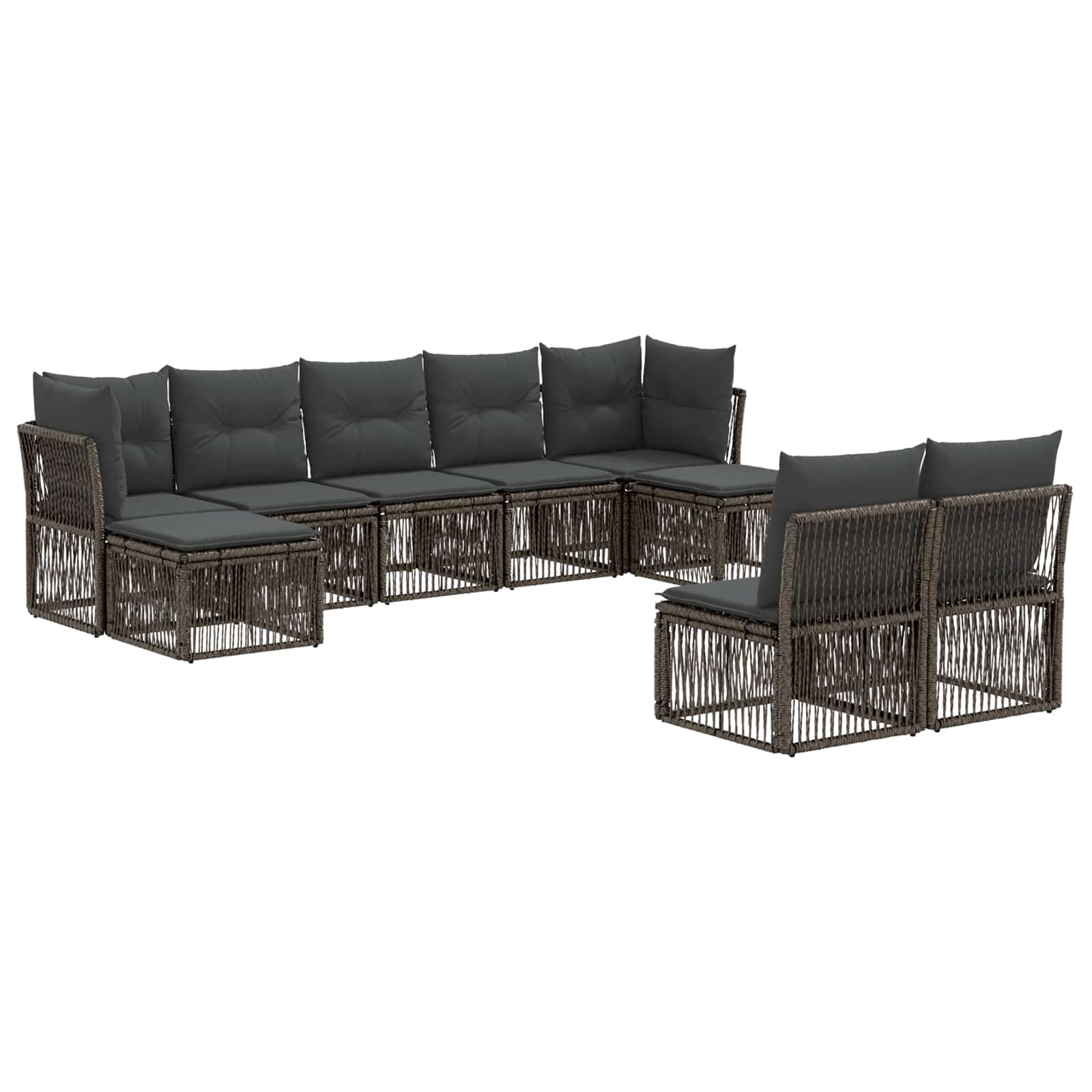 Set Divano da Giardino 9 pcs Grigio polyrattan | homemem39