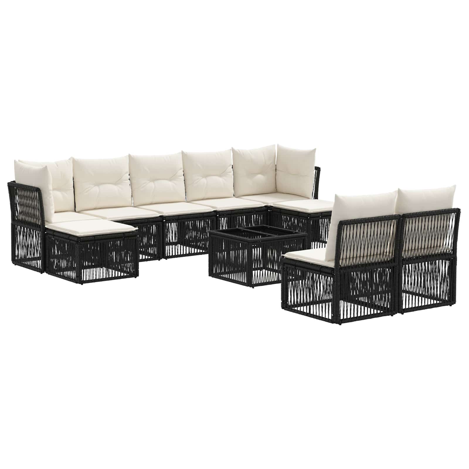 Set Divano da Giardino 10 pcs Nero polyrattan | homemem39
