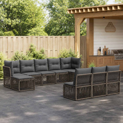 Set Divano da Giardino 10 pcs Grigio polyrattan | homemem39