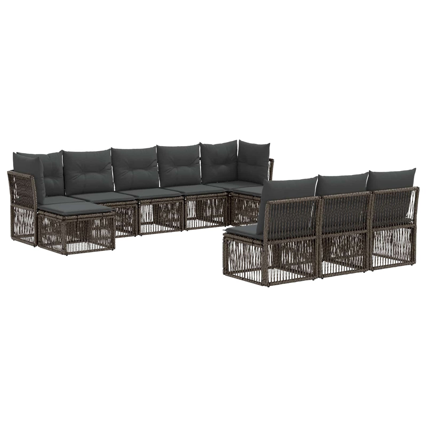 Set Divano da Giardino 10 pcs Grigio polyrattan | homemem39
