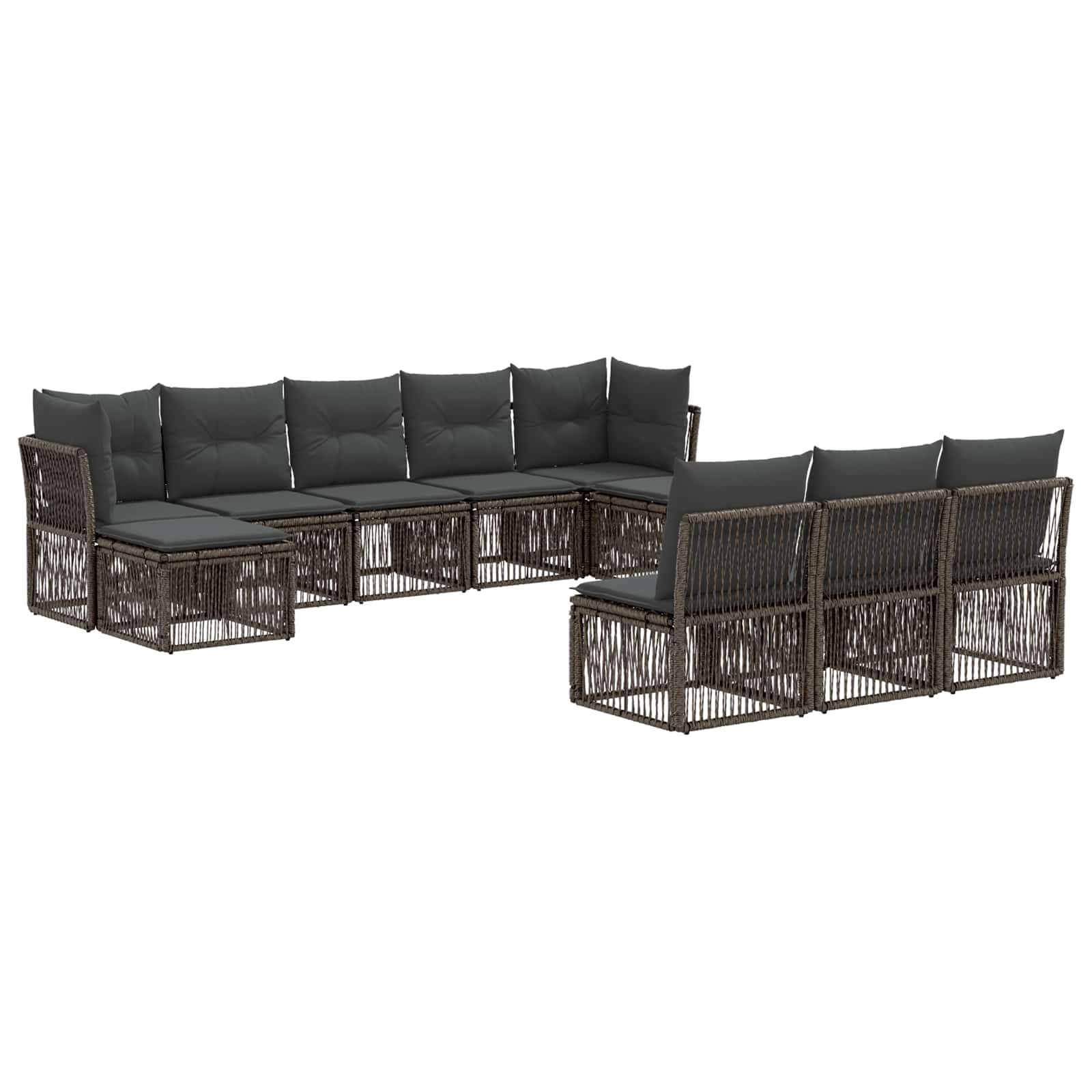 Set Divano da Giardino 10 pcs Grigio polyrattan | homemem39