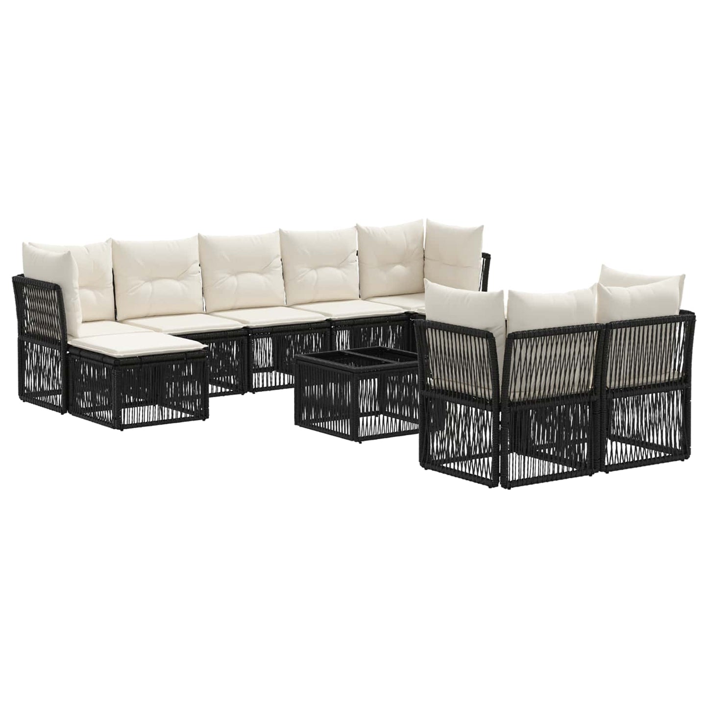 Set Divano da Giardino 10 pcs Nero polyrattan | homemem39