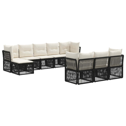Set Divano da Giardino 10 pcs Nero polyrattan | homemem39