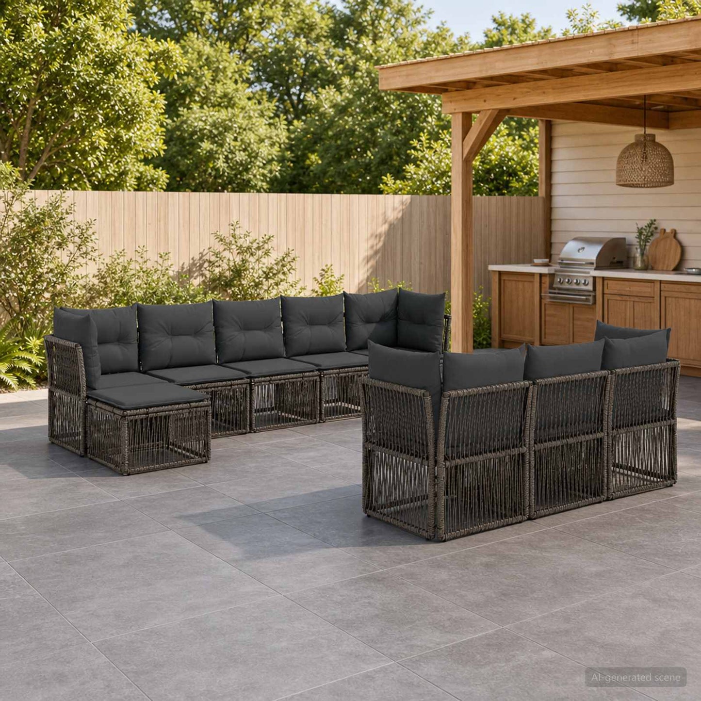 Set Divano da Giardino 10 pcs Grigio polyrattan | homemem39
