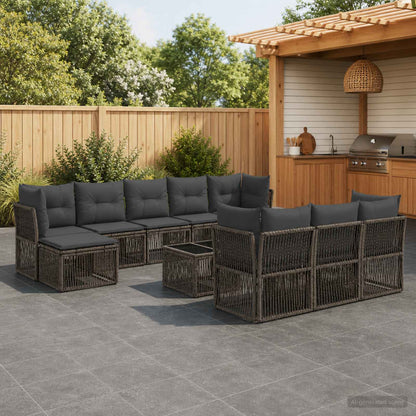 Set Divano da Giardino 11 pcs Grigio polyrattan | homemem39