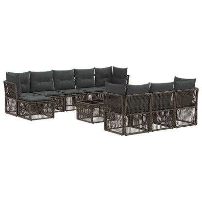 Set Divano da Giardino 11 pcs Grigio polyrattan | homemem39