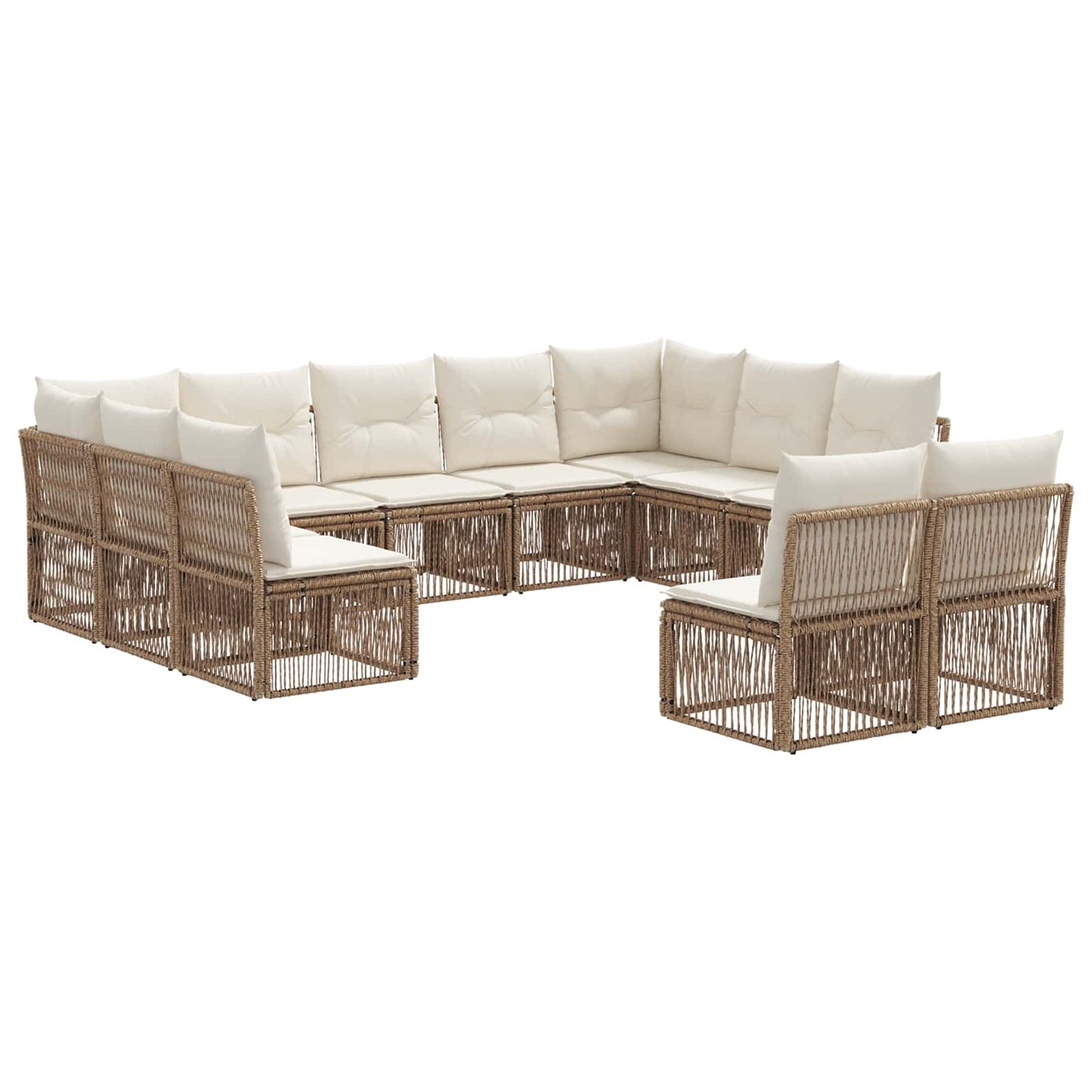 Set Divano da Giardino 11 pcs Beige polyrattan | homemem39