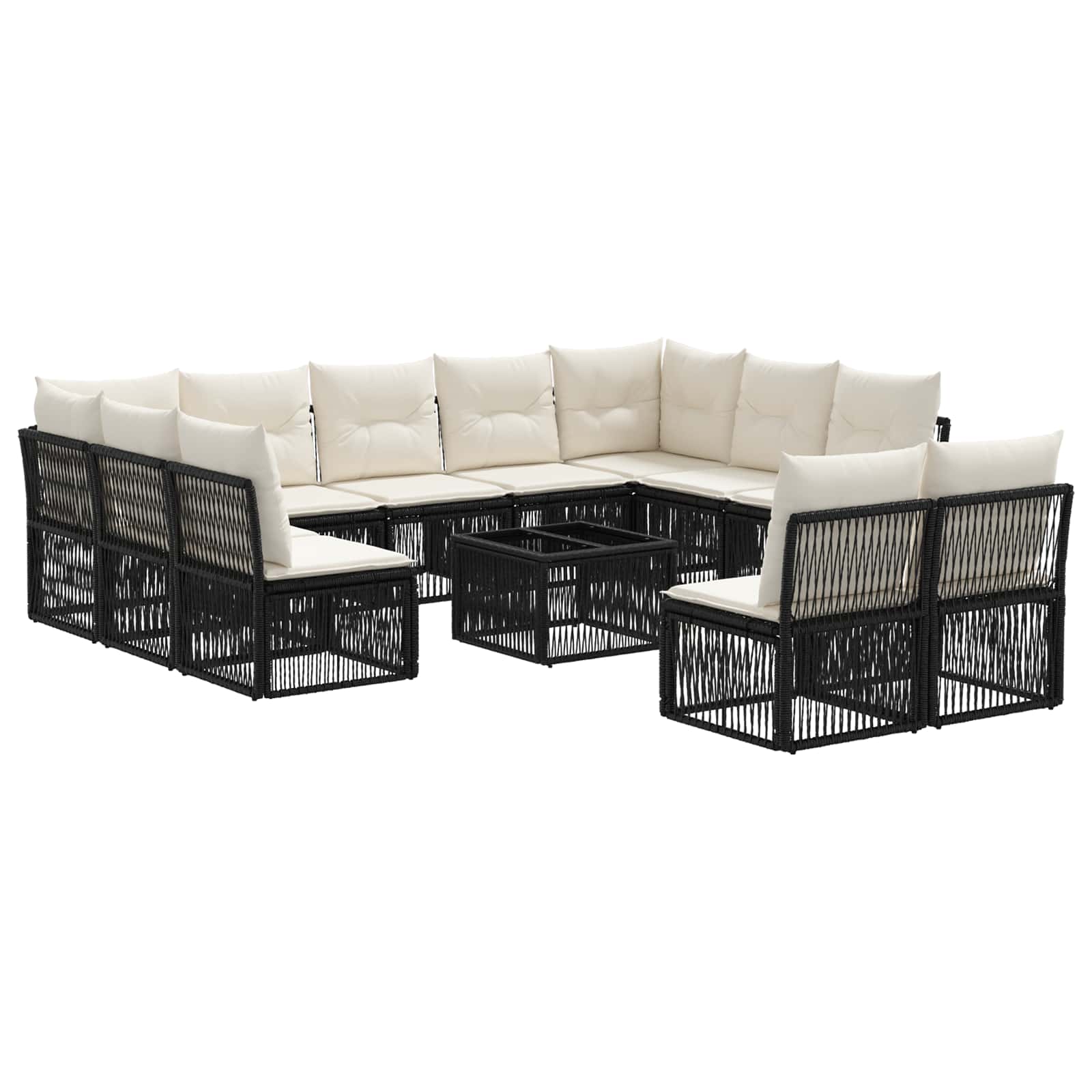Set Divano da Giardino 12 pcs Nero polyrattan | homemem39