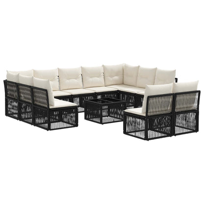 Set Divano da Giardino 12 pcs Nero polyrattan | homemem39