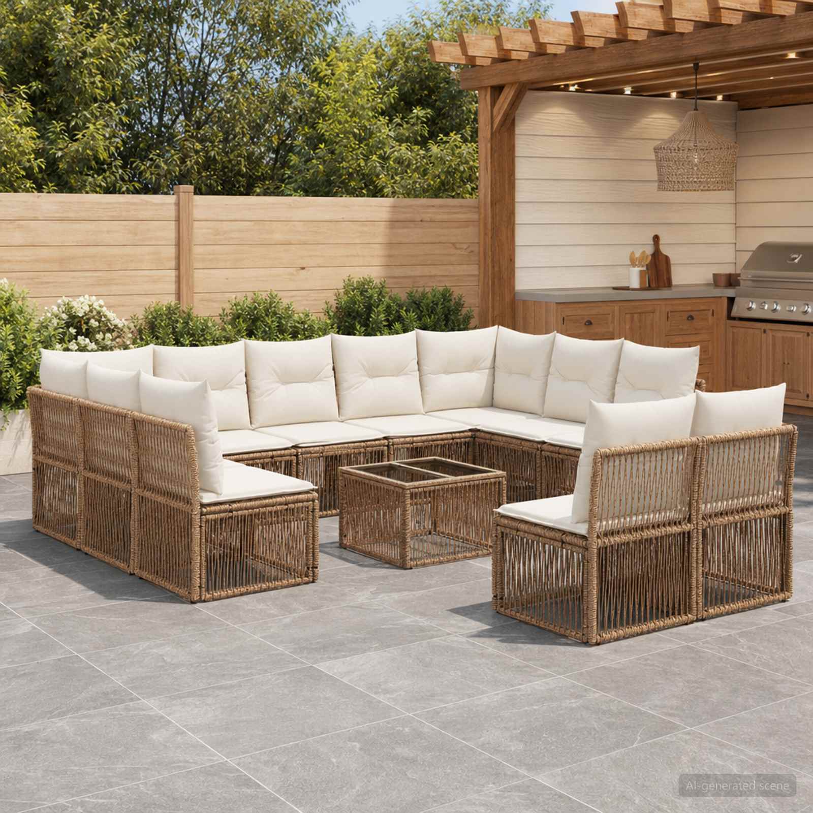 Set Divano da Giardino 12 pcs Beige polyrattan | homemem39