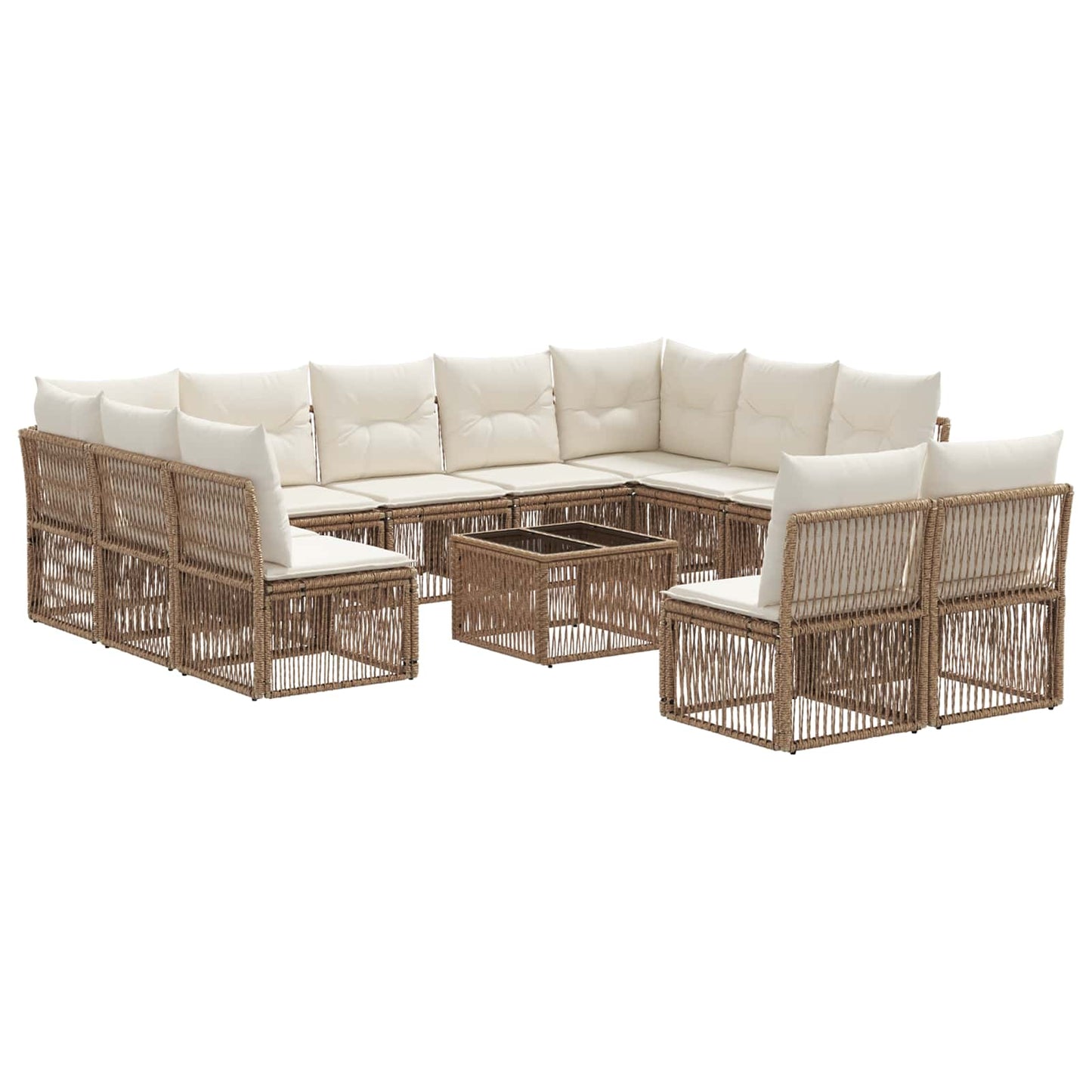 Set Divano da Giardino 12 pcs Beige polyrattan | homemem39
