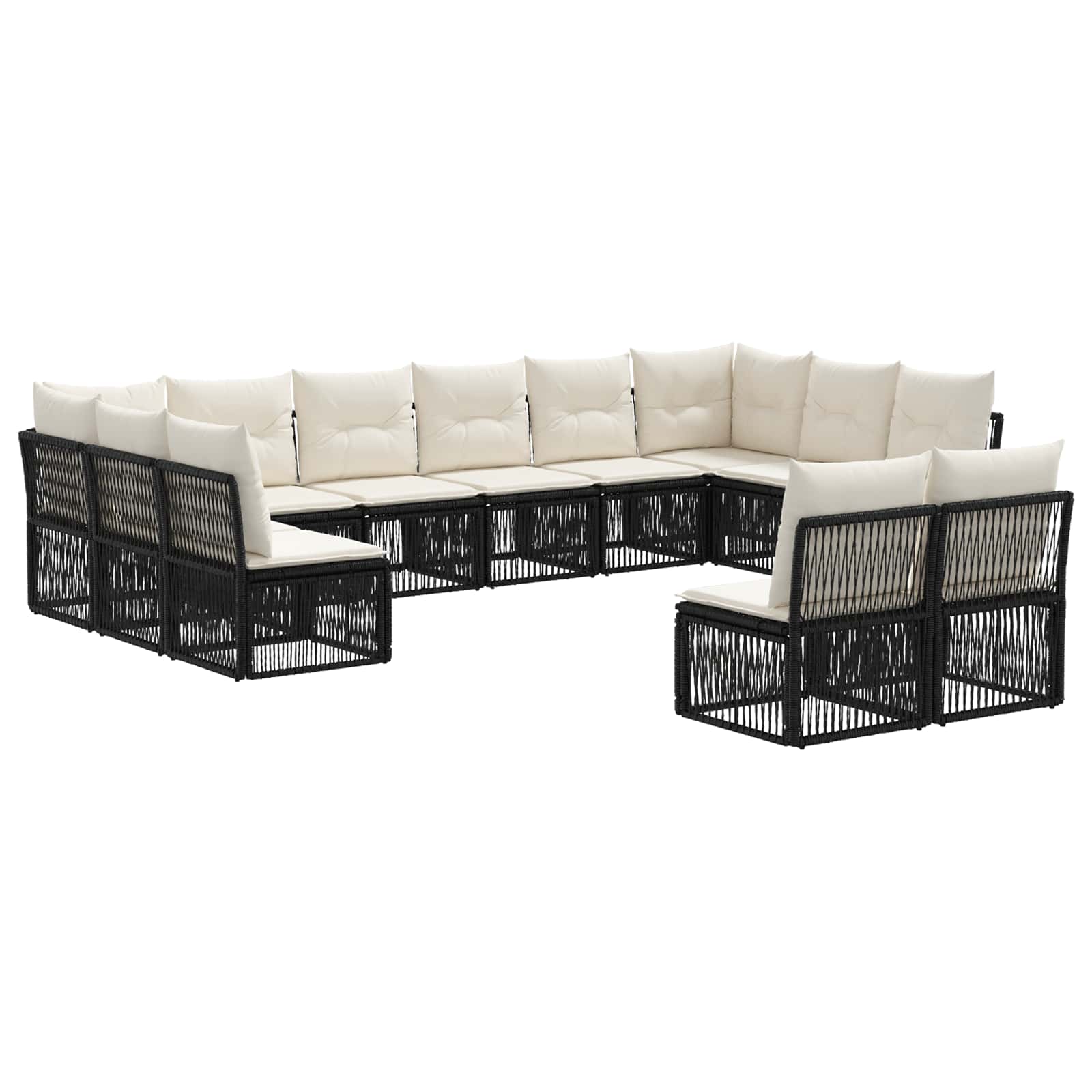 Set Divano da Giardino 12 pcs Nero polyrattan | homemem39