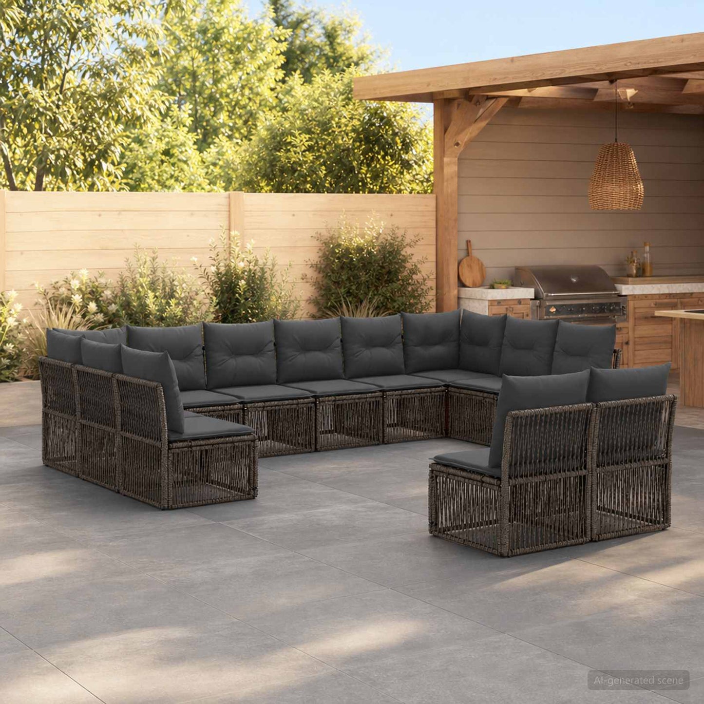Set Divano da Giardino 12 pcs Grigio polyrattan | homemem39