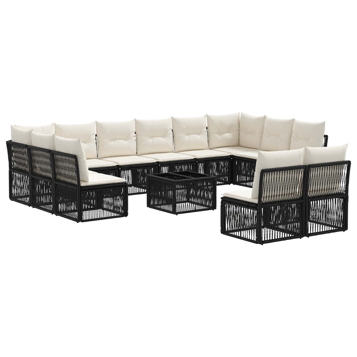 Set Divano da Giardino 13 pcs Nero polyrattan | homemem39