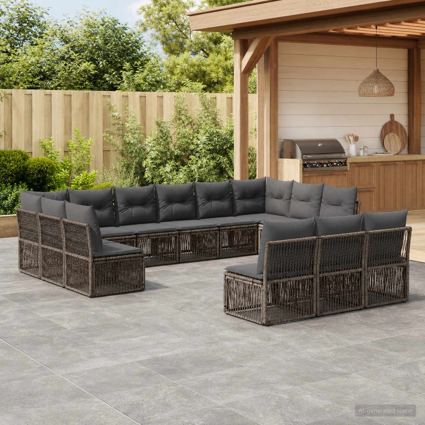 Set Divano da Giardino 13 pcs Grigio polyrattan | homemem39