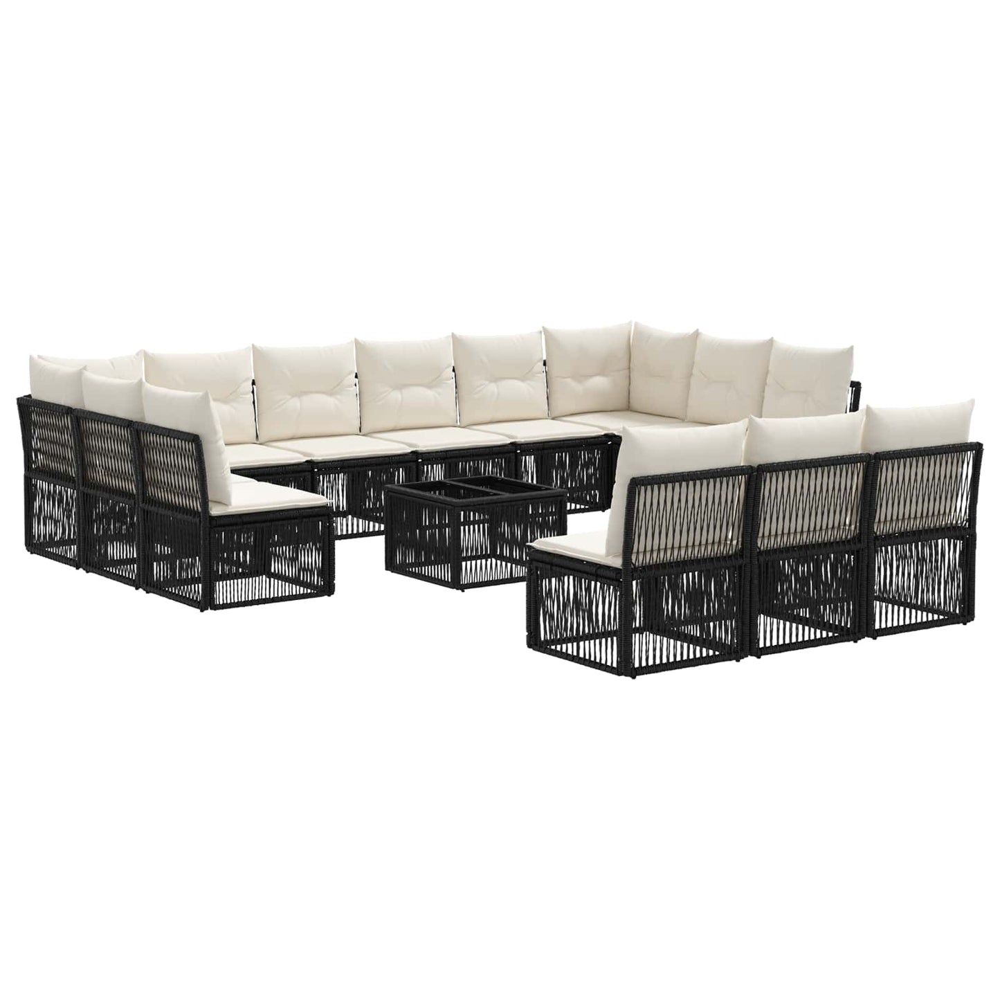 Set Divano da Giardino 14 pcs Nero polyrattan | homemem39