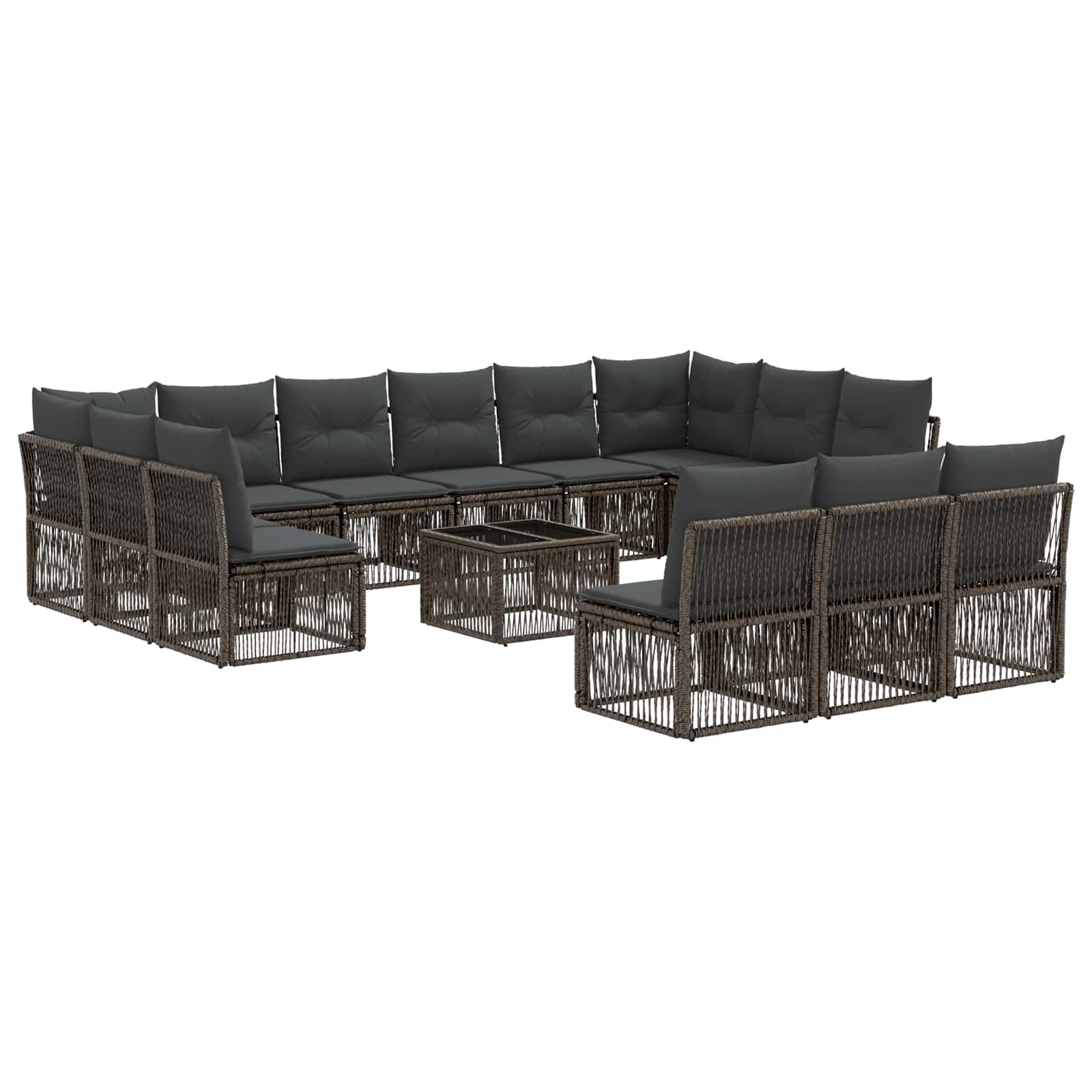 Set Divano da Giardino 14 pcs Grigio polyrattan | homemem39
