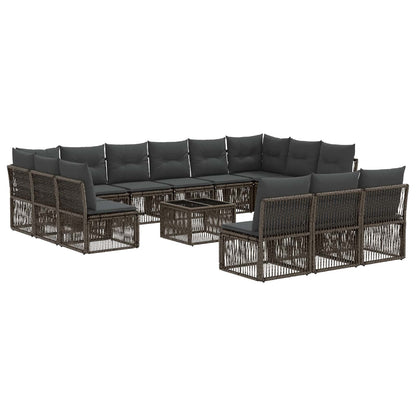 Set Divano da Giardino 14 pcs Grigio polyrattan | homemem39